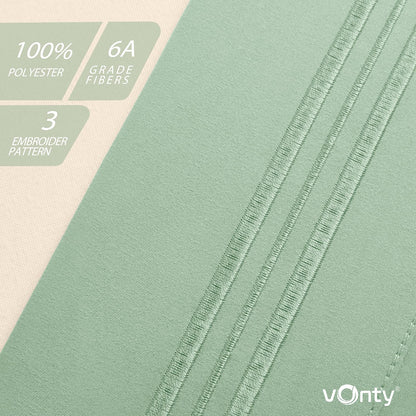 Vonty 2 Pack Standard Pillow Cases - 20x26 Inch, 1800 Thread Count Microfiber Pillowcases Standard Size Sage Green Pillow Cases Luxury & Soft Embroidered Bed Pillow Covers with Envelope Closure