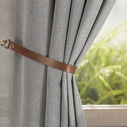 Home Queen Leather Curtain Tie Backs Attach to Wall, Outdoor Drape Holder Holdbacks Tiebacks with Hooks, Set of 2, Chocolate