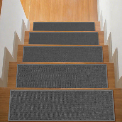 Stair Treads with Non-Slip Rubber Backing, Stair Treads for Wooden Steps, Indoor Stair Carpet Runners, Stair Rugs and Mats for Kids and Dogs, Gray, 8" x 30", 7 Pieces
