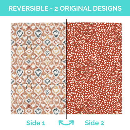 JumpOff Jo Foldable Foam Play Mat – Large Waterproof Baby & Toddler Activity Floor Mat, Double-Sided 70 x 59 Inch Play Surface - Boho Hearts