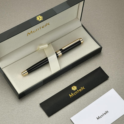 MCNTEIK 317 Rollerball - Stunning Luxury Black Lacquer Pen with 24K Gold Finish, Schmidt Black Ink Refill, Best Gift Set for Men & Women, Executive Office, Christmas, Nice Classic Pens-Black