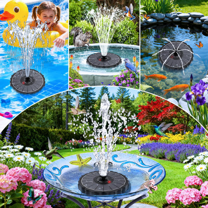 SZMP Solar Fountain, Works in Cloudy with 2000mAh Battery Backup, Glass Solar Powered Bird Bath Fountain with Smart Status Indicators, 3.5W, 8 Nozzles, for Garden, Outdoor (Black)