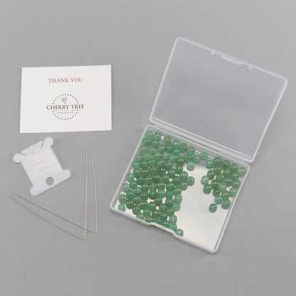 Cherry Tree Collection | 100PCS 6mm Green Aventurine Gemstone Round Beads for Jewelry Making | Includes Storage Box, Elastic String, and Needles