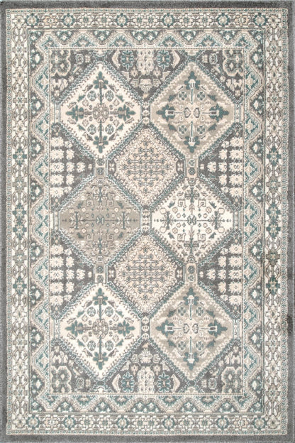 nuLOOM 3x5 Becca Traditional Tiled Area Rug, Charcoal, Faded Transitional Design, Stain Resistant, For Bedroom, Dining Room, Living Room, Hallway, Office, Kitchen, Entryway