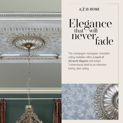 AFD Home Rectangular Ceiling Medallion or Fan Medallion, 94 Inches, Champagne Silver