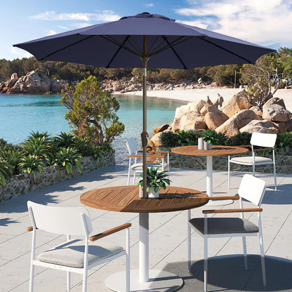 LOUNZY 9FT Large Outdoor Patio Umbrella Table Umbrella-UV Resistant,Easy Push Button Tilt and Crank,8 Sturdy Fiberglass Ribs Pool Umbrella for Patio,Backyard,Deck,Yard,Market,Navy