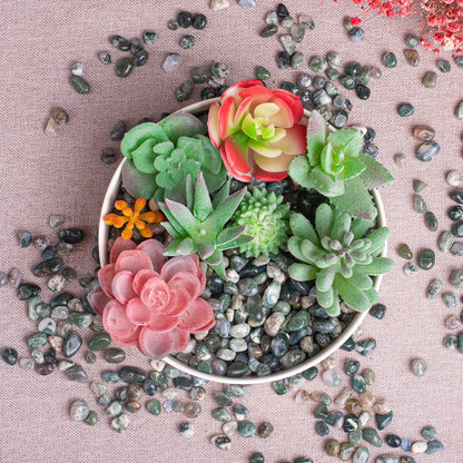 SigMntun Polished Moss Agate Crystal Chips 200 Pcs - 0.3" 10 oz Tumbled Stone Chips Crushed Sea Glass Stones Healing Reiki Crystal Jewelry Making Home Decoration