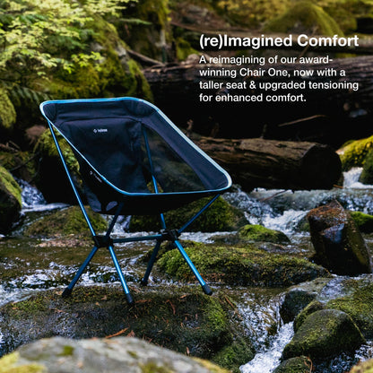 Helinox Chair One (re) High-Performance Camping Chair, Lightweight Compact Collapsible Outdoor Chairs, Backpacking, Picnic, Adventures, Black/Blue