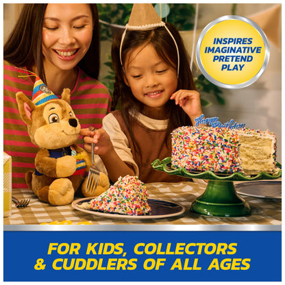 Paw Patrol GUND Birthday Chase Plush, Official Chase Plush Toy, Birthday Stuffed Animal, Sensory Toy for Ages 1 and Up, 9.5”