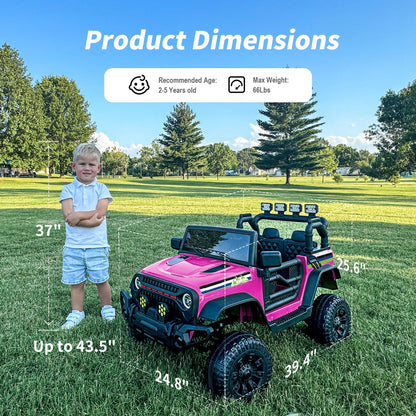 Hikiddo 24V Kids Ride on Car, Kids Electric Vehicles Car Ride on Toy Truck for Toddlers 3-5 w/Remote Control, 400W Motor - Pink