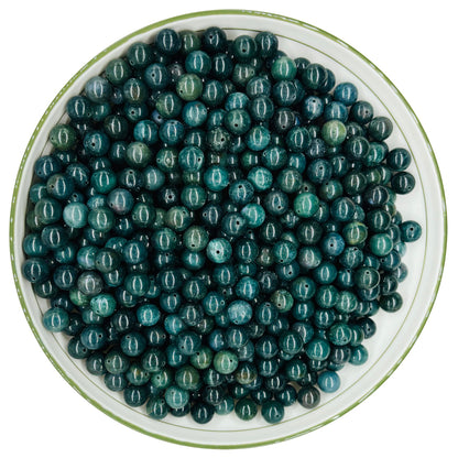 WHNKFB 10mm 50PCS Natural Moss Agate Round Beads, Dendritic Green Loose Stone Beads for Jewelry Making Craft - 4mm 6mm 8mm 10mm Options with Free Elastic Cord