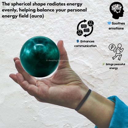 Amazing Gemstone Blue Apatite Crystal Ball with Stand - 2" Inches Crystal Sphere Meditation Balls for Witchcraft and Decorative Balls