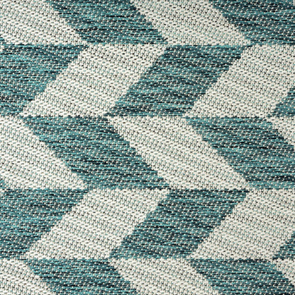 Nicole Miller New York Patio Country Calla Contemporary Herringbone Indoor/Outdoor Area Rug, Green/Cream, 6'6"x9'2"