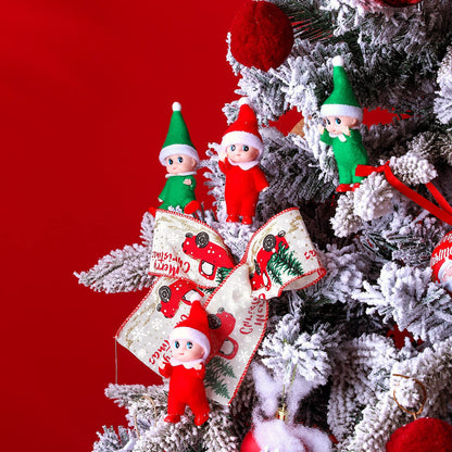 Soulchen Christmas Doll Toy Christmas Twin Boy and Girl Doll Xmas Miniature Accessories for Xmas Decoration (8 Pieces)