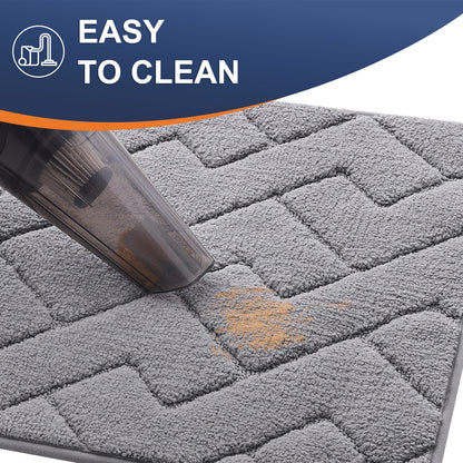 OLANLY Indoor Door Mat, 32x20, Dirt Resistant and Absorbent, Sturdy Non-Slip Rubber Backing, Easy to Clean, Washable Low-Profile Doormat for Entryway, Medium Gray