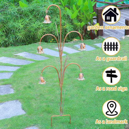 MNRYLKB Gardens Metal Flowers with Bells for Outside Garden Art, Decorative Garden Stakes, Outdoor Decoration for Patio Garden Decor.