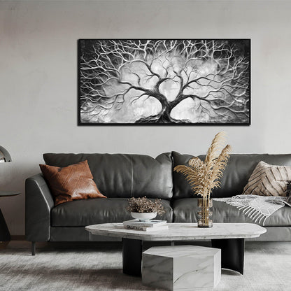Black and White Wall Art for Bedroom - Black Framed Tree Canvas Wall Art for Living Room Size 24" x 48"