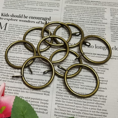 WANXIANG 20 pcs Metal Curtain Rings with Eyelet, 1-1/4 inch Inner Diameter,Fits Up to 1 Inch Rod, Bronze