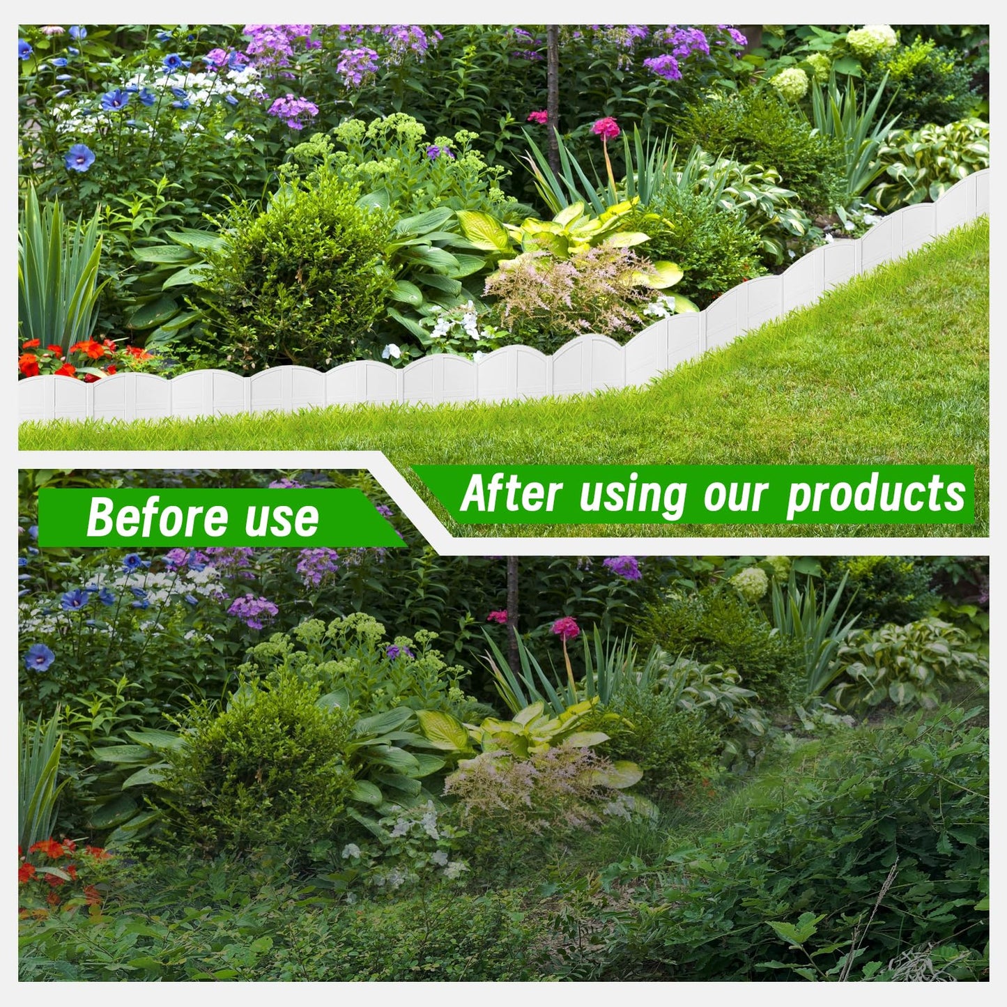 30Ft Landscape Edging Garden Edging Border Lawn Edging 30Pcs Landscape Edging Border with 30Pcs Stakes Kits White Edging for Landscaping Decorative Garden, Flower Bed, Yard and Lawn