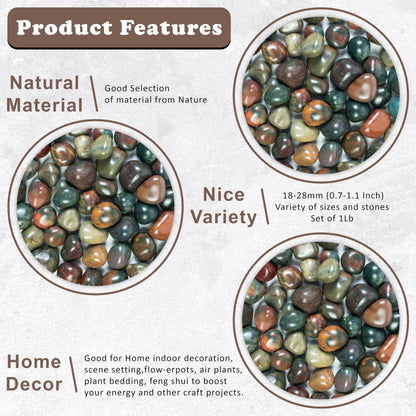 "Crocon 1LB Fancy Bloodstone Tumbles Stones and Crystals Bulk 2000+ Carats Natural Crystal Kit for Reiki Healing Crystal Polished, Tumble Stones, Chakra Balancing, Gift, Home Decor Size : 20-25 mm "