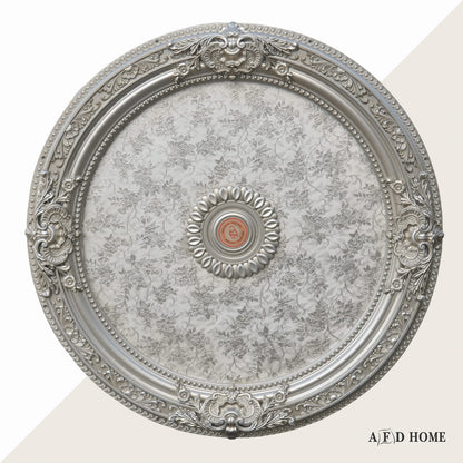 AFD Home Antique Round Silver Chandelier Ceiling Medallion or Fan Medallion, 36 Inches