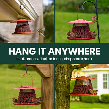 Perky-Pet Durable Wild Bird Feeder - 2.5 lb Seed Capacity - Feed up to 15 Birds at Once - Red, C00322 - Hanging Wild Bird Feeder for Outdoor Decor
