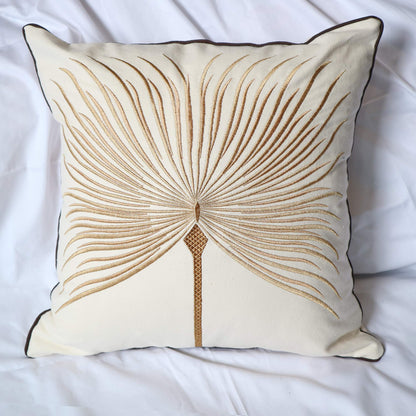 Hodeco Embroidery Throw Pillow Covers 18x18 Home Decor Fine Thread Dandelion Flower Pillow Cover for Couch Bedroom Chair 100% Cotton Canvas Floral Cushion Cover 45x45cm, Beige Pack of 2