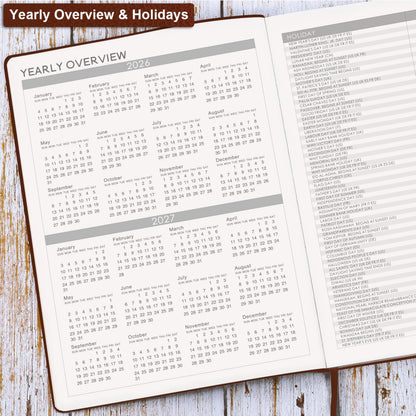 Planner 2026-2027 - JUL 2026 - JUN 2027, Academic Planner 2026-2027, 26-27 Planner, Weekly and Monthly Planner, Leather Cover Calendar Planner with Thick Paper, Back Pocket with Notes Pages, Brown (8.5" x 11")
