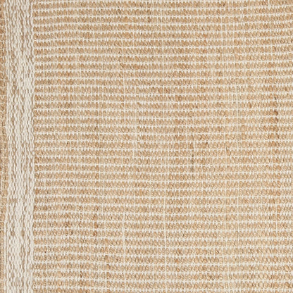 RUSVILLA 8x10 feet Natural Jute & Wool Area Rug,– Handwoven Mini Check Natural Fiber Rug with 4" Border, Neutral Boho Farmhouse Rug for Living Room,Dining Room,Bedroom | 0.6" Pile (8' x 10')