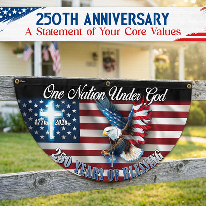 FLAGWIX American 250 Years Anniversary Fan Flag - Polyester Double-sided One Nation Under God Flags For Outside Bunting Flag, 1.5x3 ft - 4th of July Decorations for Home Yard Garden Decor Banner