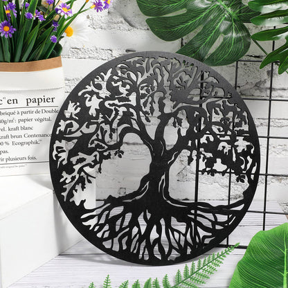 Yalikop Tree of Life Wooden Wall Art Decor Wooden Wall Sculpture 11.8 Inch Tree of Life Wood Hollowed Out Hanging Sign for Farmhouse Home Hanging Decoration Supplies