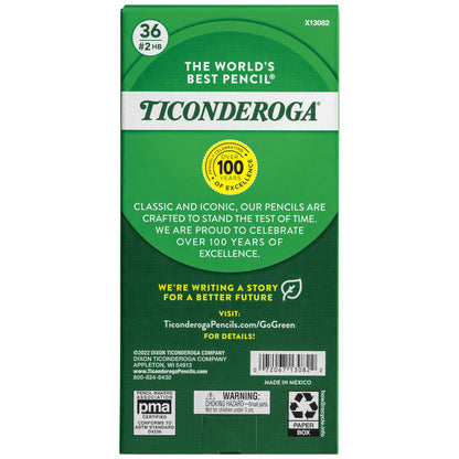 Ticonderoga My First Tri-Write Wood-Cased Pencils, Unsharpened, 2 HB Soft, With Erasers, Yellow, 36 Count