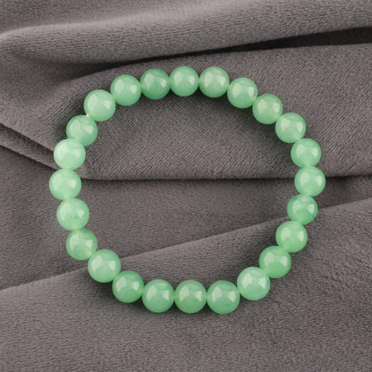 Anagha Jewels Natural Green Jade Gemstone Handmade 8mm Round Beaded Stretch Bracelet 7.5" , Green Jade Crystal Beads Unisex Bracelet For Gift, Chakra Reiki Healing Elastic Bracelet, Jade Beads Bracelet