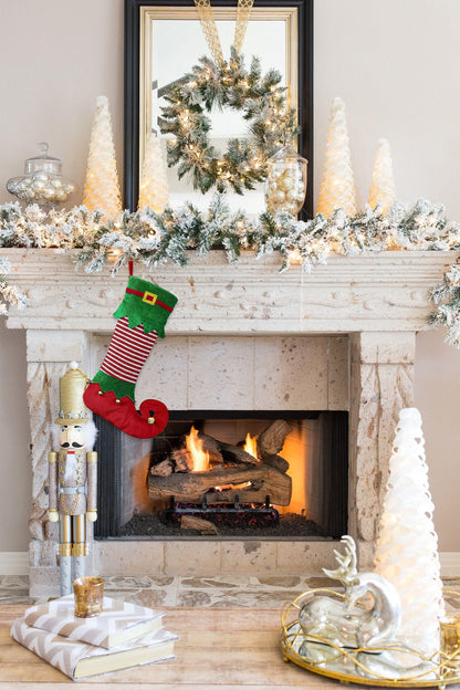 Estivaux Large Christmas Stockings Xmas Fireplace Hanging Stockings Red Green Velvet Stocking Winter Gnomes Shoes Stockings Gift Holding Bag for Home Christmas Decorations Party Favor Supplies