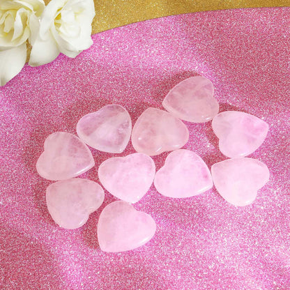 Guiqulai 60 Pcs Rose Quartz Crystals,Heart Natural Polished Crystal,0.8 Inch Mini Healing Stone,Worry Stone Bulk,Love Carved Palm Thumb Gemstone for Reiki Energy Balancing Meditation(Pink)