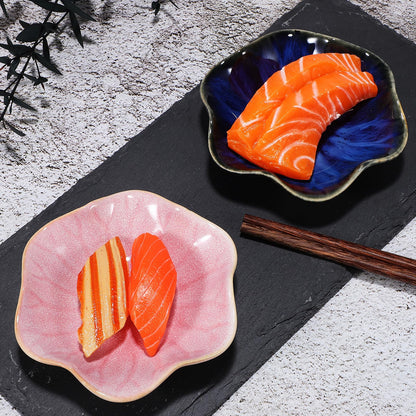 Housoutil Ceramic Ring Holder Dish and Jewelry Storage Tray Set, Small Gradient Blue and Leaf Design, Trinket Display Plates for Rings and Accessories, 2pcs Decorative Organizer for Women