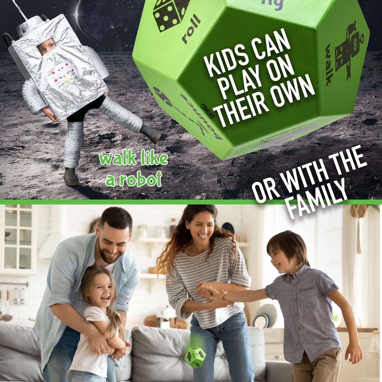 Covelico Kids 4 x Dice Bundle - Animal, Movement, Yoga & Actions. Plysical Education Equipment for Elementary School, Animal Games, Kids Yoga & Active Moves for Obstacle Courses