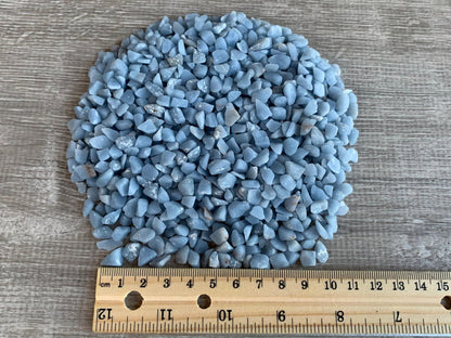 WHOLESALE Natural Semi Tumbled Angelite Gemstone Chips, Crushed Mini Crystals, Undrilled Crystal Chips (Angelite, 0.5 Pound)