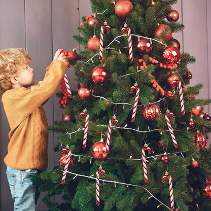 HFATMOS 12 Pcs Christmas Glitter Canes Ornaments Christmas Tree Hanging Decorations Set DIY Crafts for Home Holiday Wedding Indoor Outdoor Party Decorations Red