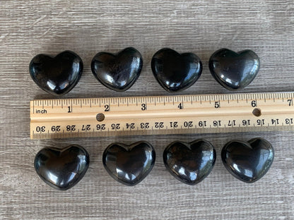 GAF TREASURES Shungite Gemstone Hearts, Polished Shungite Puffy Hearts, Shungite Crystal Palm Stone, Shungite Healing Crystal Hearts (1 Heart)
