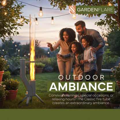 Gardenflare GARDENFLARE Stainless Steel Pellet Stove & Smokeless Firepit, Wood Pellet Patio Heater for Ambiance - Fire Pit for Patio, Fire Tube, Outside Backyard Bonfire & Outdoor Fireplace