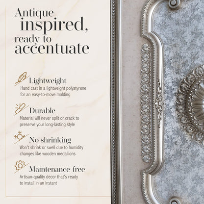 AFD Home Rectangular Ceiling Medallion or Fan Medallion, 94 Inches, Champagne Silver