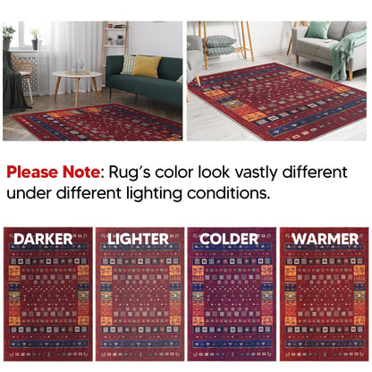 Keen Home Design 5x7 Rug - Machine Washable Area Rug with Non-Slip Backing, Ideal for Living Room, Dining Room, Bedroom - Vintage, Easy Clean, Durable, Low Pile Rug - (5' x 7')