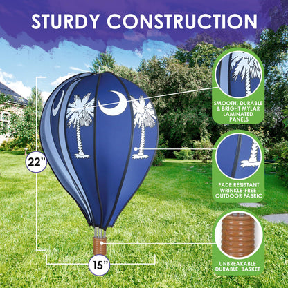 Hot Air Balloon Hanging Garden Spinner 22" - Vibrant Palmetto Design, Weather-Resistant Outdoor Decor, Durable & Lightweight for Patios, Yards, and Gardens - Eye-Catching Wind Spinner
