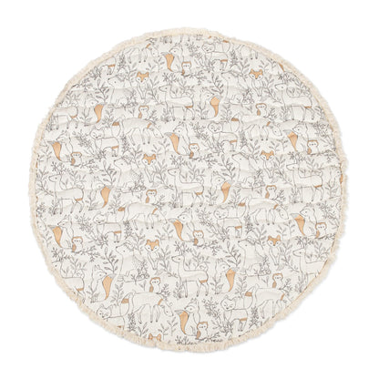 Crane Baby Play Mat, Floor Mat for Babies and Toddlers, 40" x 40", Woodland Animals