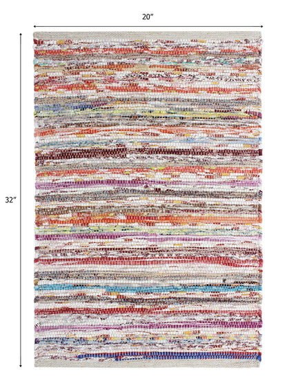 COTTON CRAFT Cotton Chindi Rag Rug - 2 Pack - Boho Farmhouse Rustic Area Accent Throw Rug - Handwoven Reversible Natural Recycled Yarn - Living Room Den Study Home Décor Gift -20 x 32 in - Multi Color