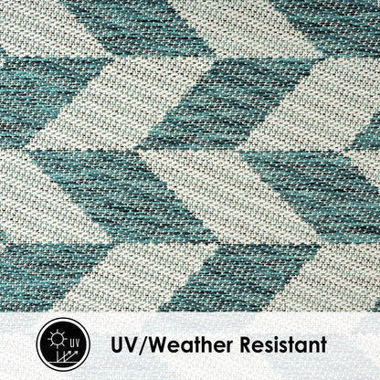Nicole Miller New York Patio Country Calla Contemporary Herringbone Indoor/Outdoor Area Rug, Green/Cream, 6'6"x9'2"