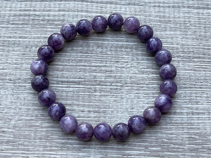 GAF TREASURES Lepidolite Crystal Bead Bracelet 8mm, Genuine Lepidolite Stretch Gemstone Bracelet, Healing Crystal Bracelet, Gift for Men & Women (1)