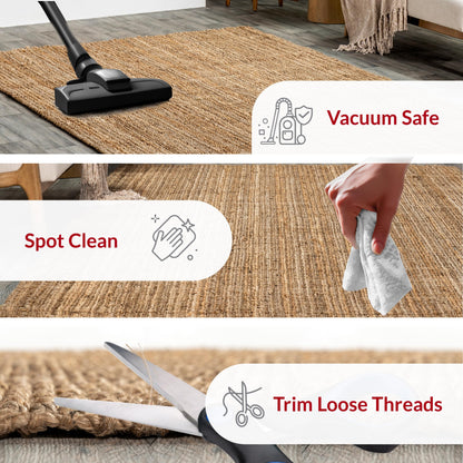 nuLOOM Ashli Solid Farmhouse Jute Accent Rug, 2X3, Natural