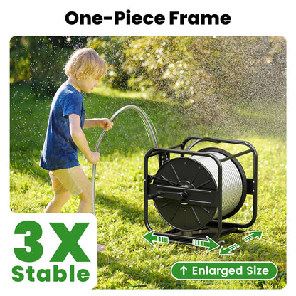 SPECILITE Garden Hose Reels, Holds 100 to 200 FT Hoses, Upgraded Guide System, 360° Swivel Base, Includes 5/8'' x 6ft Leader Hose for Outside, Yard, Wall Mount/Floor Water Pipe Spool